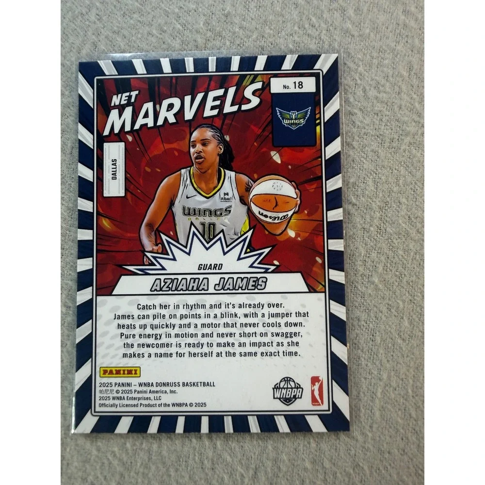 2025 Panini Donruss WNBA Aziaha James RC Net Marvels Press Proof Blue